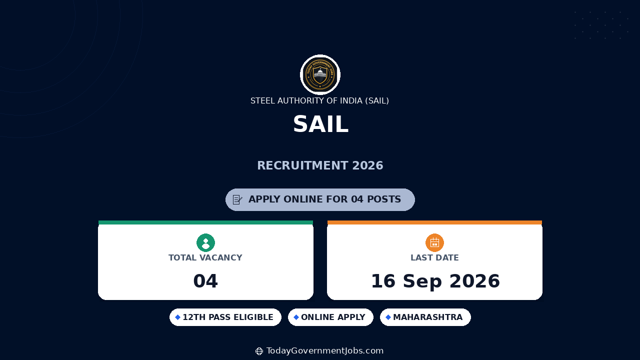 SAIL Recruitment 2026: Dresser cum Compounder, Nurse Jobs