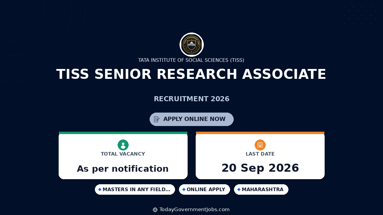 TISS Senior Research Associate Recruitment 2026
