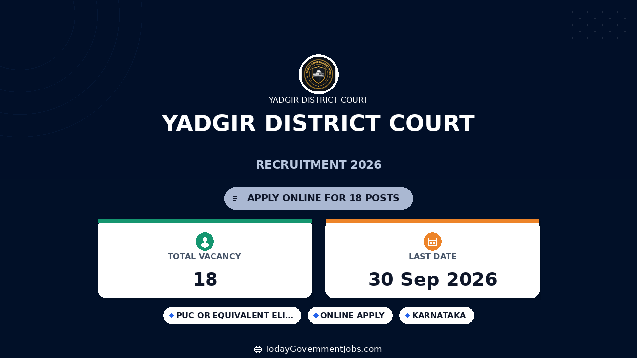 Yadgir District Court Recruitment 2026: 5 Typist Vacancies