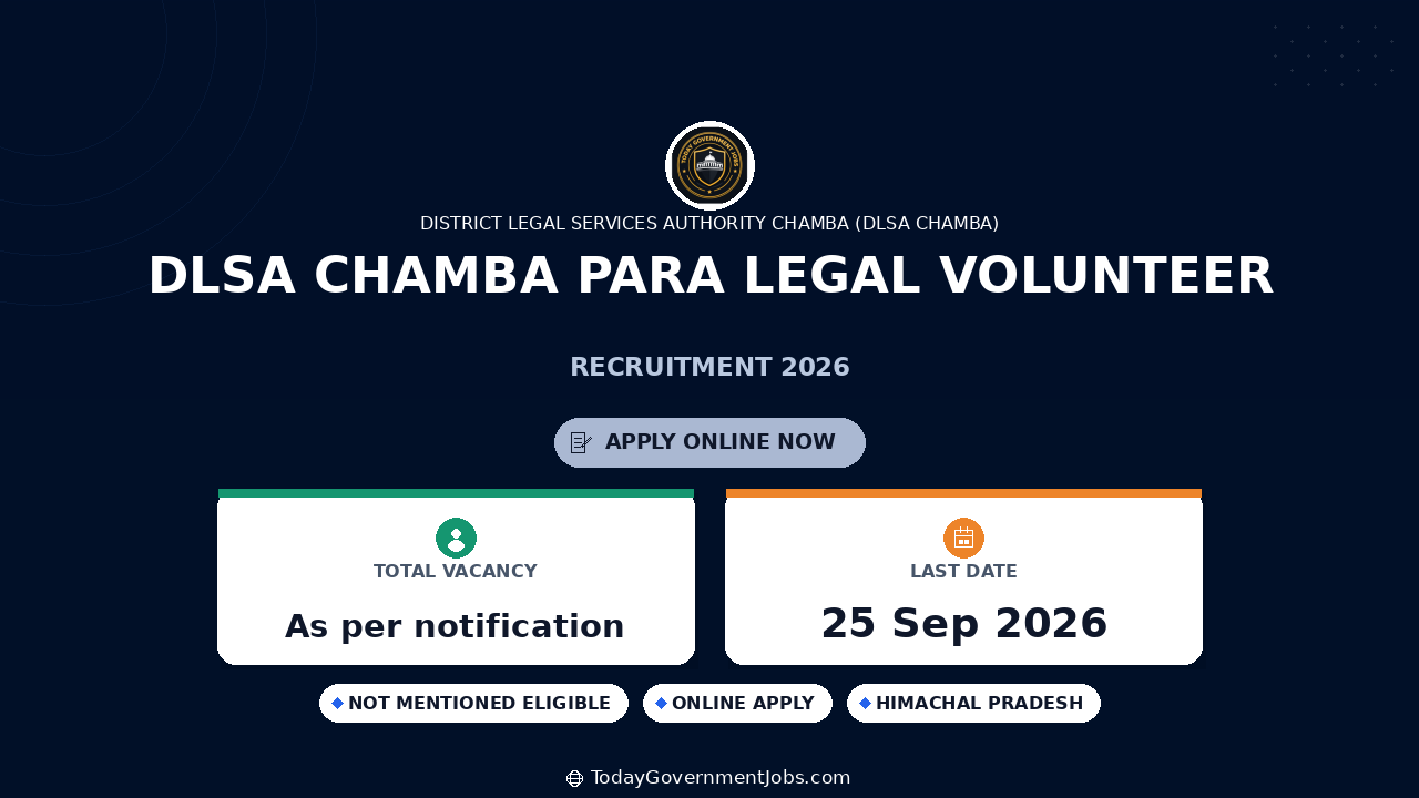 DLSA Chamba Para Legal Volunteer Recruitment 2026