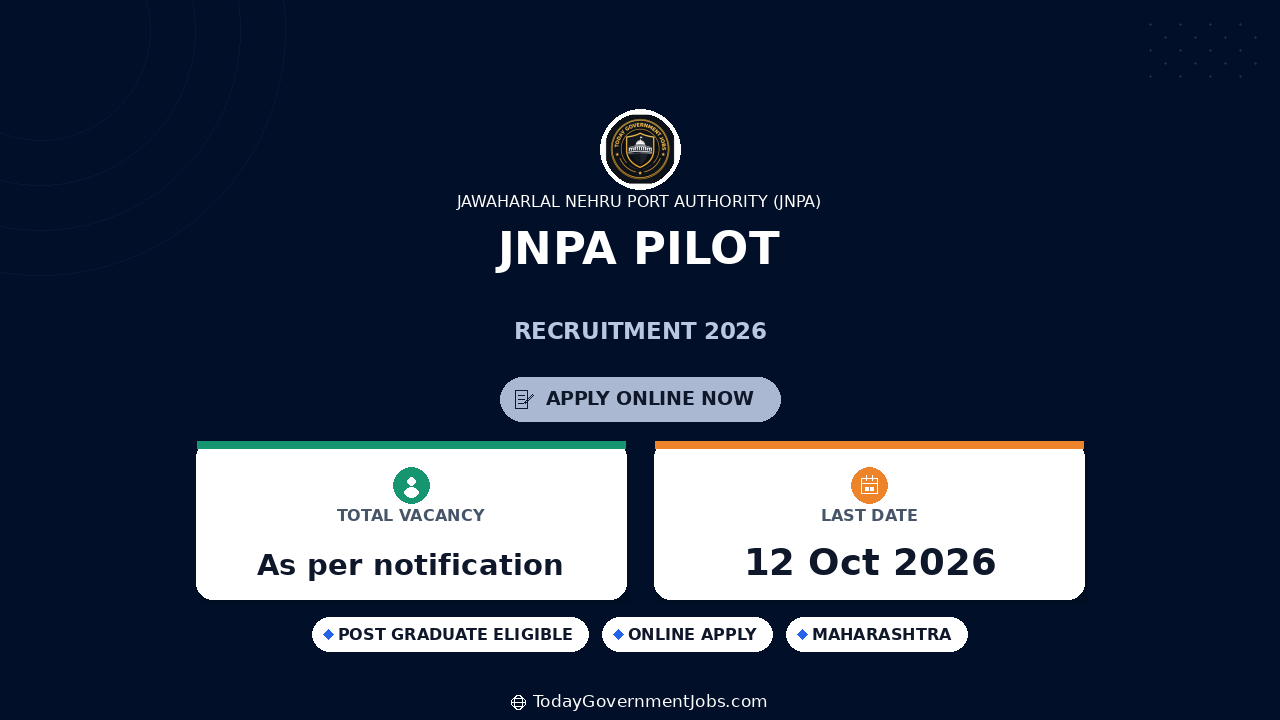 JNPA Pilot Recruitment 2026: Apply Online