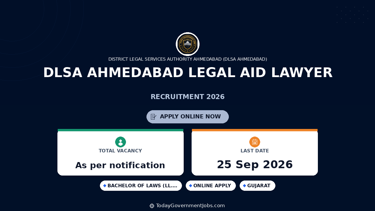 DLSA Ahmedabad Legal Aid Lawyer Recruitment 2026