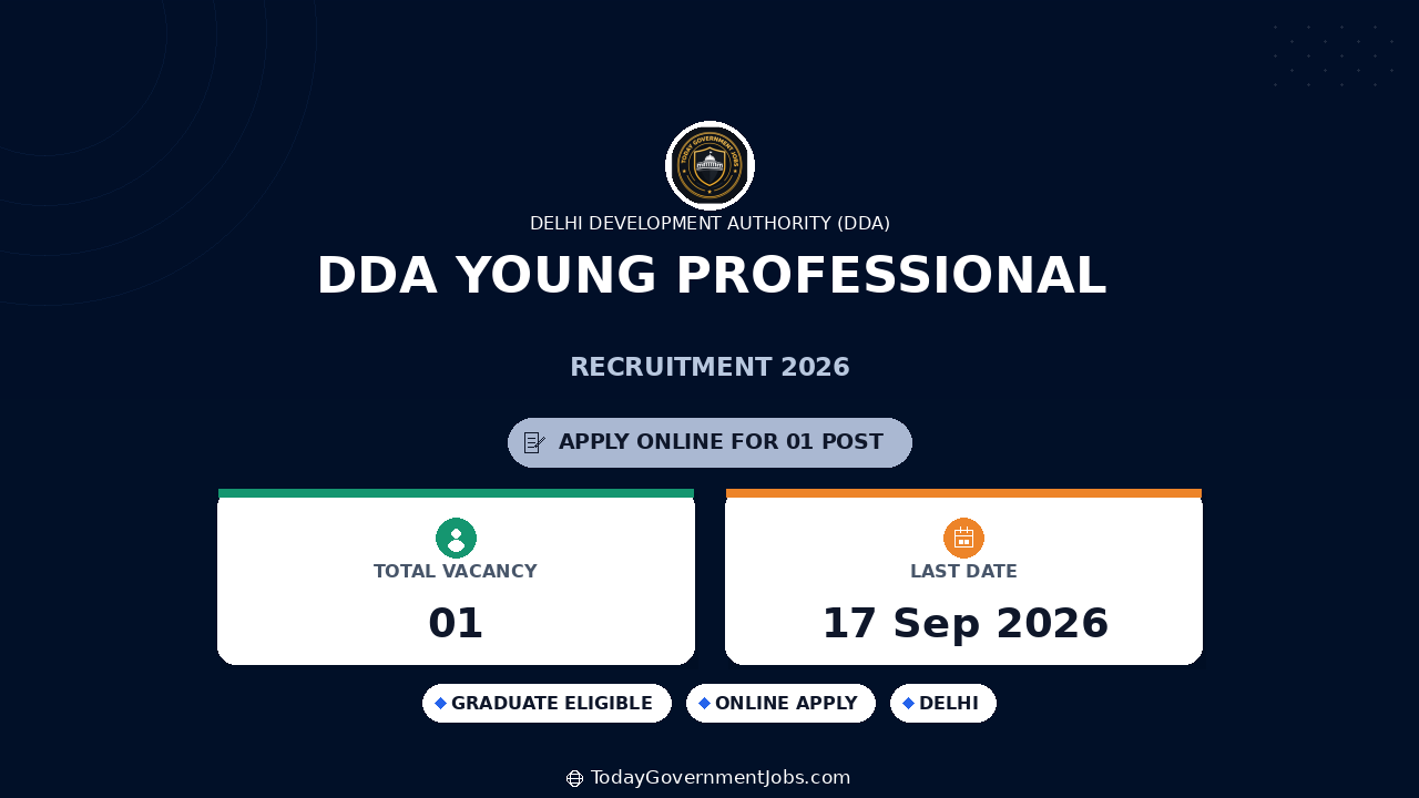 DDA Young Professional Recruitment 2026: Apply Online