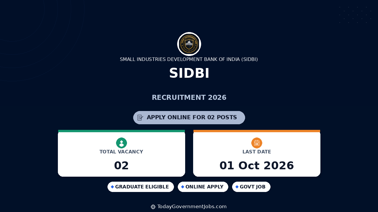 SIDBI Recruitment 2026: Project Manager & Coordinator Jobs