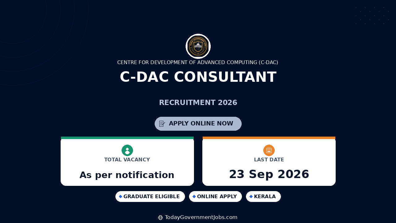 C-DAC Consultant Recruitment 2026: Apply Online