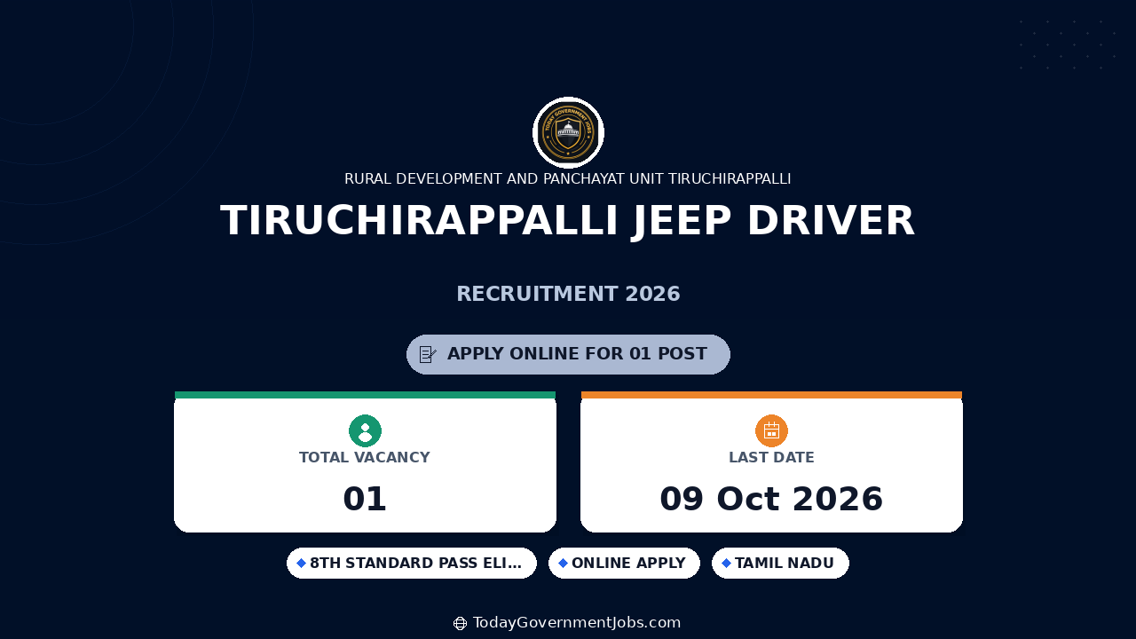 Tiruchirappalli Jeep Driver Recruitment 2026 - Apply