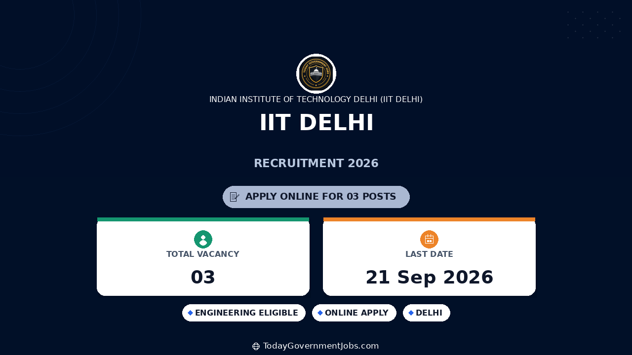 IIT Delhi Recruitment 2026: Apply for Scientist Posts