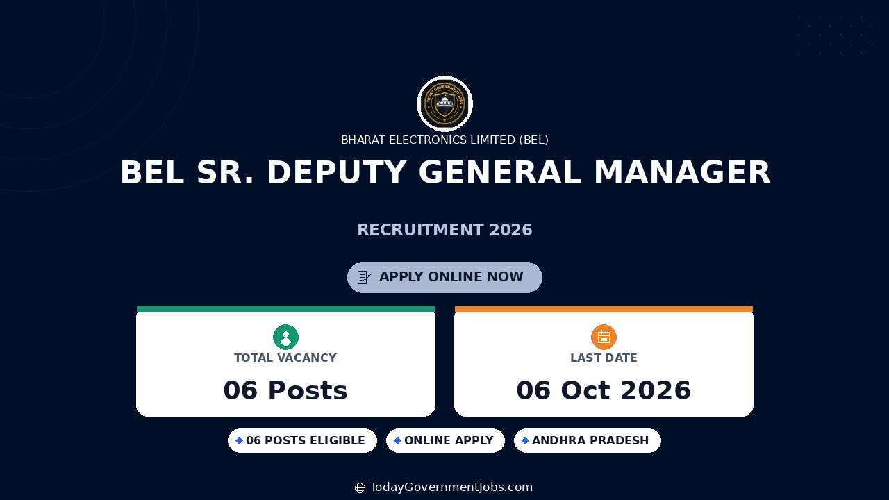BEL Sr. Deputy General Manager Recruitment 2026 - Apply Online