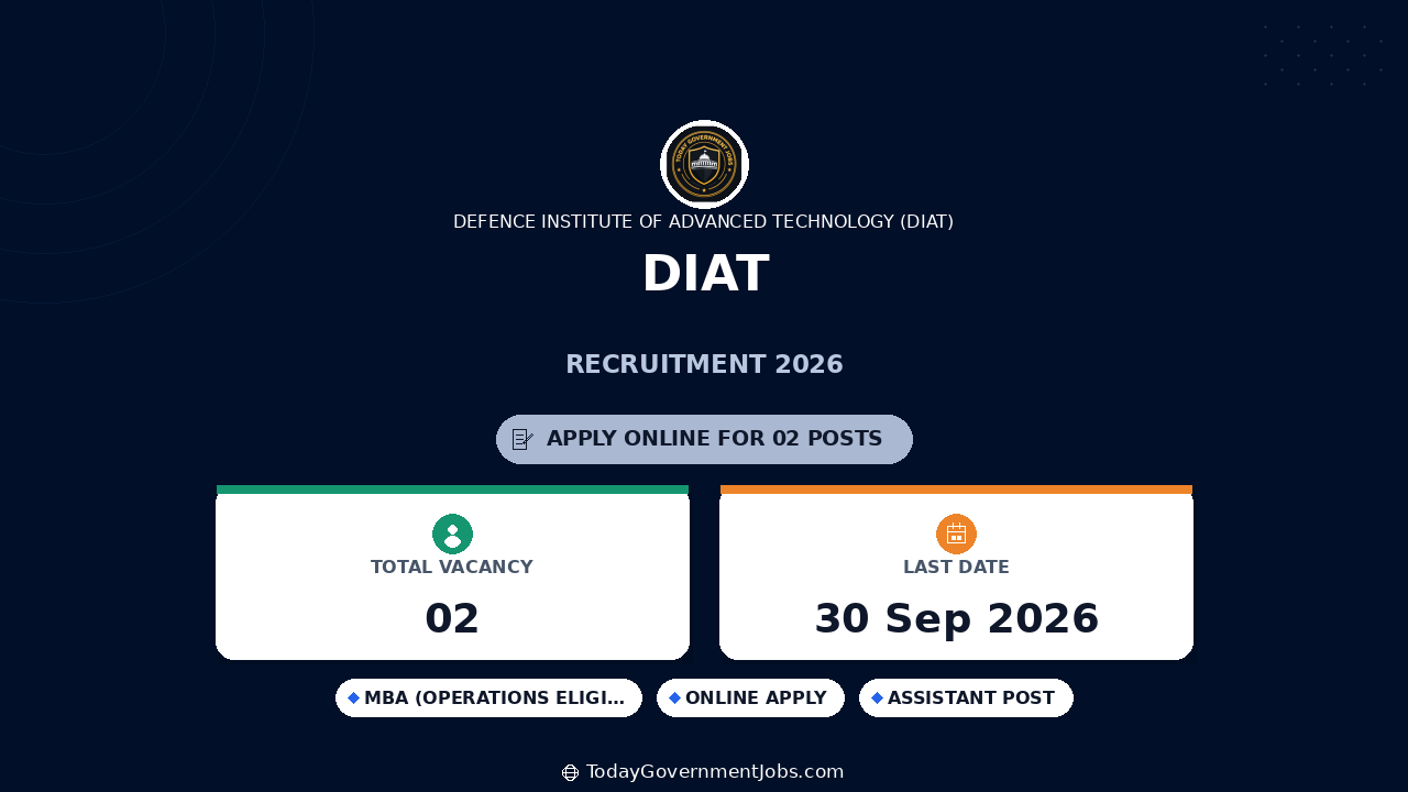 DIAT Recruitment 2026: Project Assistant & Analyst Jobs