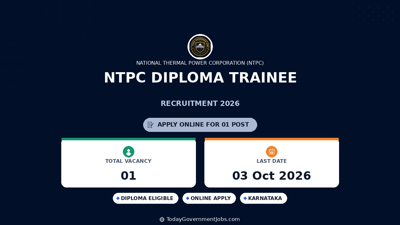NTPC Diploma Trainee Recruitment 2026